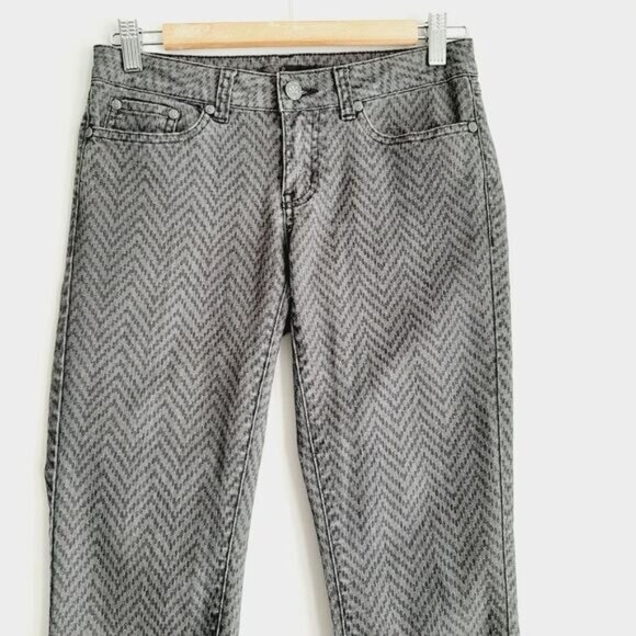 PRANA Kara Slim Fit Zig-Zag Abstract Pattern Jeans Pants Gray Sz 2 - Picture 3 of 15